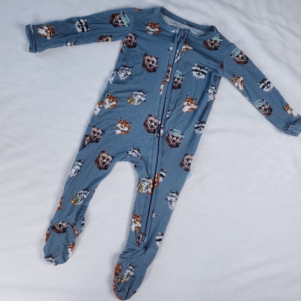 Posh Peanut Bamboo Wolf Bear Raccoon Double Zipper Footed Sleeper Footie Pajama